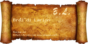 Bródi Larion névjegykártya